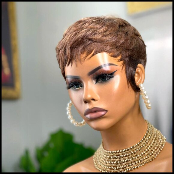 Human Hair Pixie Cut Wig Glueless Layered With Bangs Easy Wear Daily main image 4